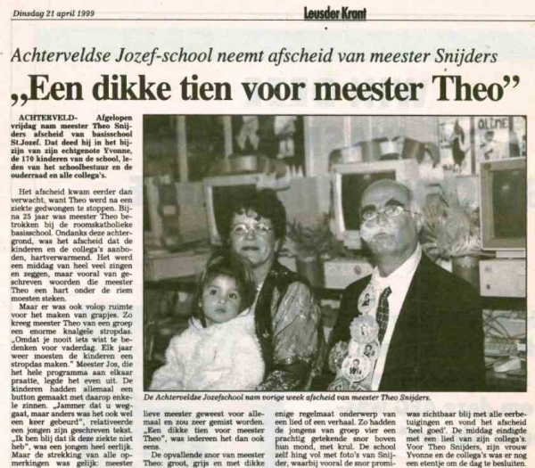 1999 Tijdlijn afscheid Theo Snijders